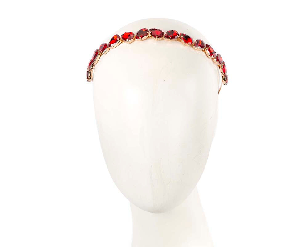 Petite red crystal headband fascinator CU576-0